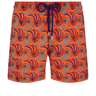 Men Swim Shorts Embroidered 2007 Snails - Limited Edition Guava front view