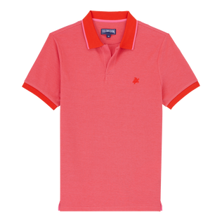 Polo uomo in cotone cangiante tinta unita Papavero vista frontale