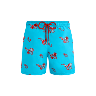 Bañador con bordado Fishy Vibes para hombre Blue topaz vista frontal