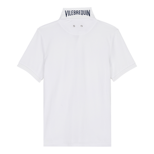 Solid Polohemd aus Bio-Baumwollpikee für Herren Weiss Rückansicht