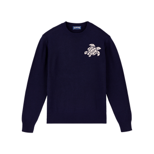 Men Crewneck Cotton Cashmere Sweater Turtle Ink front view