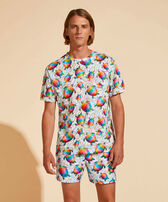 T-shirt en coton organique homme Tortugas - Vilebrequin x Okuda San Miguel Multicolore vue portée de face