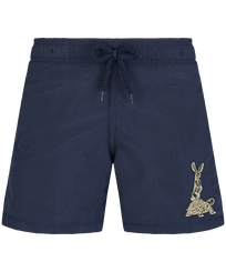 Boys Classic Embroidered - Boys Swim Shorts The year of the Rabbit, Navy front view