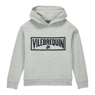Boys Embroidered Hoodie Sweatshirt Logo 3D Heather grey front view
