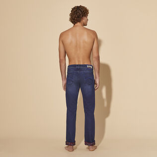 Men 5-Pockets Denim Pants Mosaïque Med denim w2 back worn view