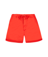 男童纯色斜纹布棉质百慕大短裤 Poppy red 正面图