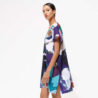 Women Cotton Voile Maxi Dress Envoûtement - Vilebrequin x Deux Femmes Noires Purple blue details view 3