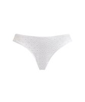 Women Midi Brief Bikini Bottom Broderie Anglaise White front view
