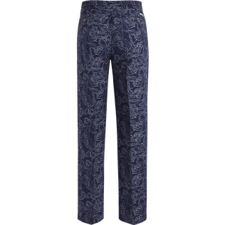 Pantaloni uomo in lino con stampa Blu marine vista posteriore