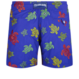 Men Embroidered Swim Trunks Ronde Des Tortues - Limited Edition Purple blue back view