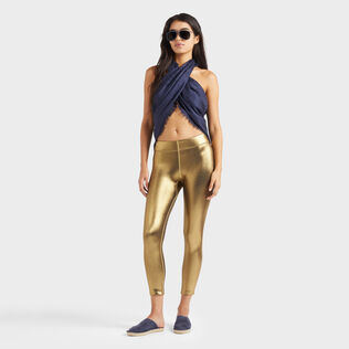 Leggings de baño en tejido metalizado con protección solar para mujer Oro detalles vista 1