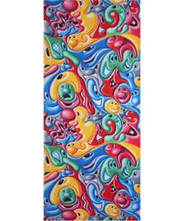 Unisex Beach Towel Faces In Places - Vilebrequin x Kenny Scharf Multicolor front view