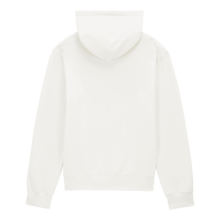 Men Cotton Hoodie Sweatshirt Solid Off white back view