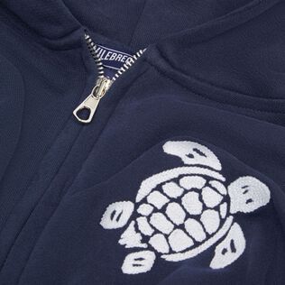 Boys Cotton Full Zip Cardigan Embroidered Turtle Navy 细节视图4