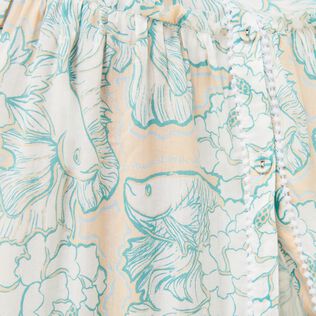 Women Maxi Dress Hidden Fishes - Vilebrequin x Poupette St Barth White details view 3