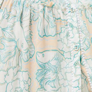 Women Maxi Dress Hidden Fishes - Vilebrequin x Poupette St Barth White details view 3