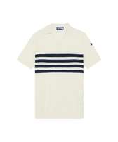 Polo uomo in cotone Stripe Bicolore Off white vista frontale