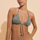 Top de bikini de triángulo con estampado Pocket Checks para mujer Bronce detalles vista 1