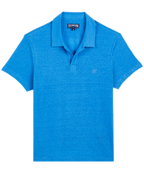 Polo en punto de lino de color liso para hombre Earthenware vista frontal