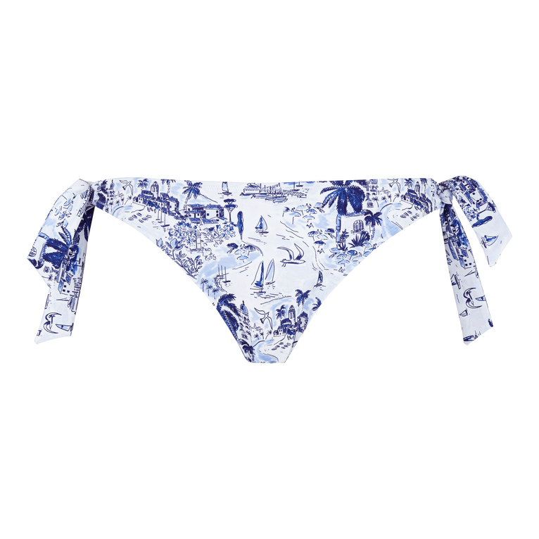 Braguita De Bikini Con Tiras Laterales De Atar Y Estampado Riviera Para Mujer - Traje De Baño - Flamme - Azul
