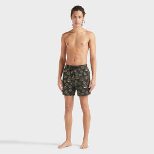 Men Swim Trunks Ronde des tortues Jacquard Black front worn view
