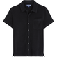Chemise Bowling en éponge unisexe unie Noir vue de face