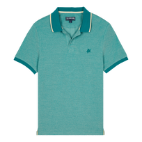 Men Cotton Pique Polo Shirt Solid Emerald front view