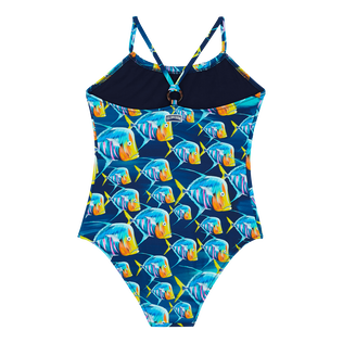 Costume intero bambina Piranhas Blu marine vista posteriore