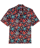 Camicia bowling uomo in lino Holistarfish Blu marine vista frontale