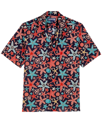 Holistarfish Bowling-Hemd aus Leinen für Herren Marineblau Vorderansicht