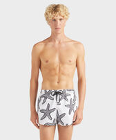 Kurze Starlette Badeshorts für Herren Weiss Vorderseite getragene Ansicht