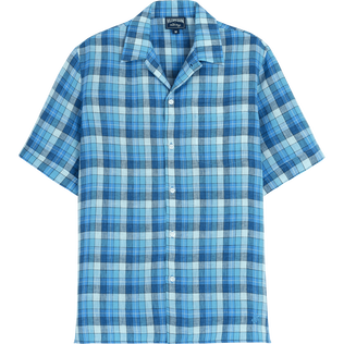 Men Bowling Shirt Checks - Vilebrequin x The Beach Boys Navy front view