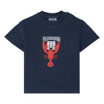 T-shirt bambino in cotone biologico Graphic Lobsters Blu marine vista frontale