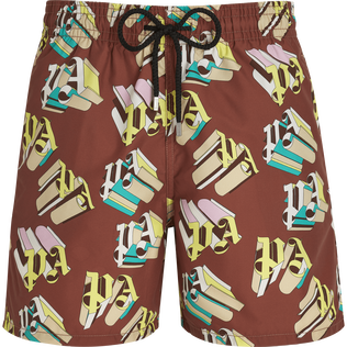 男款 Classic 印制 - Men Swimwear Monogram 3D - Vilebrequin x Palm Angels, Hazelnut 正面图
