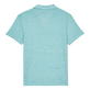 Polo en punto de lino de color liso para hombre Lazuli blue heather vista trasera
