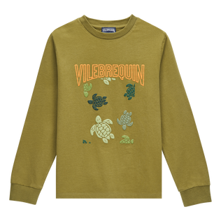 Ronde des Tortues T-Shirt aus Baumwolle für Jungen in Camouflage Khaki Vorderansicht