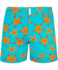 Costume da bagno uomo elasticizzato con girovita piatto Starfish Dance Blu curacao vista frontale