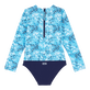 Flowers Tie & Dye Rashguard für Mädchen Marineblau Rückansicht