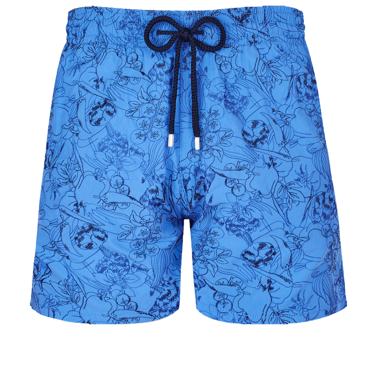 Men Swim Shorts Embroidered Marché Provencal - Swimming Trunk - Mistral - Blue - Size M - Vilebrequin