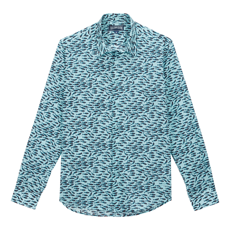 Unisex Cotton Voile Lightweight Shirt Gulf Stream - Caracal - Blue - Size S - Vilebrequin