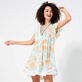 Vestido corto con estampado Iridescent Flowers of Joy para mujer - Vilebrequin x Poupette St Barth Terracotta vista frontal desgastada