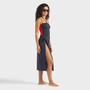 Maillot de bain une pièce à nouer femme Bicolore Noir vue de détail 3