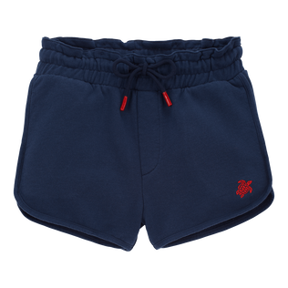Girls Cotton Shorts Solid Navy front view