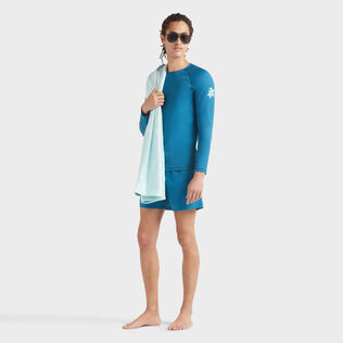 Men Swim Trunks Solid Peacock details view 1
