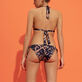 Sweet Blossom Bikinihose zum seitlichen Binden für Damen Marineblau Rückansicht getragen