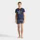 Men Organic Cotton T-shirt Disco Stars Navy front worn view