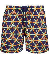 Men Swimwear Embroidered Indian Ceramic - Limited Edition Sapphire front view