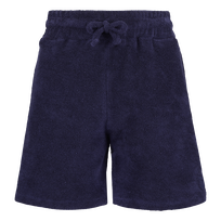 Boys Terry Bermuda Solid Navy front view
