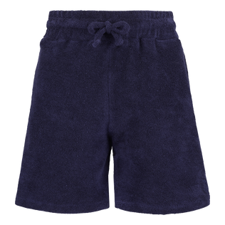 Boys Terry Bermuda Solid Navy front view