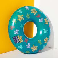 Inflatable Pool Ring Ronde des Tortues - VILEBREQUIN X SUNNYLIFE Ming blue front view